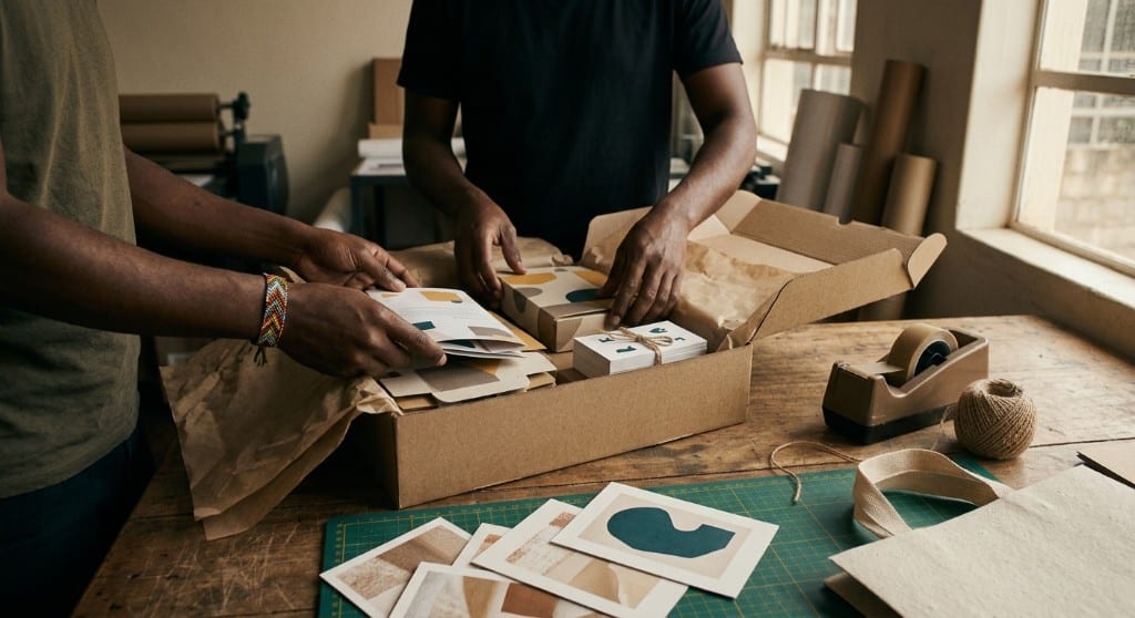Packaging materials prepared in the studio